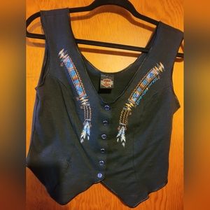 Vintage Harley Davidson button up/crop tank Size medium